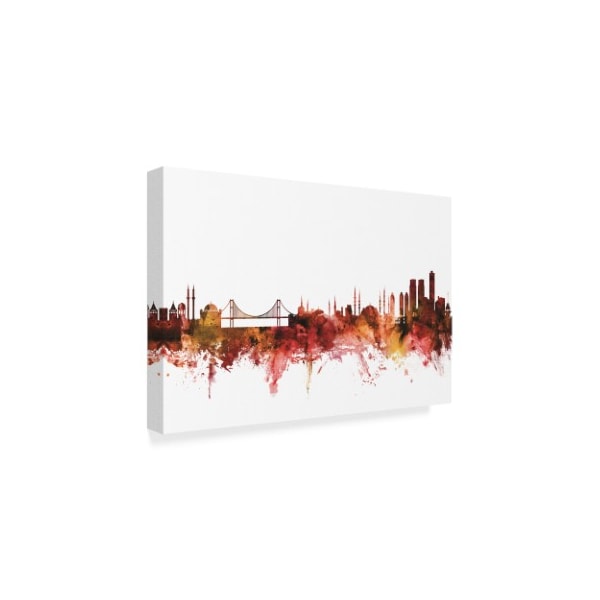 Michael Tompsett 'Istanbul Turkey Skyline Red' Canvas Art,16x24